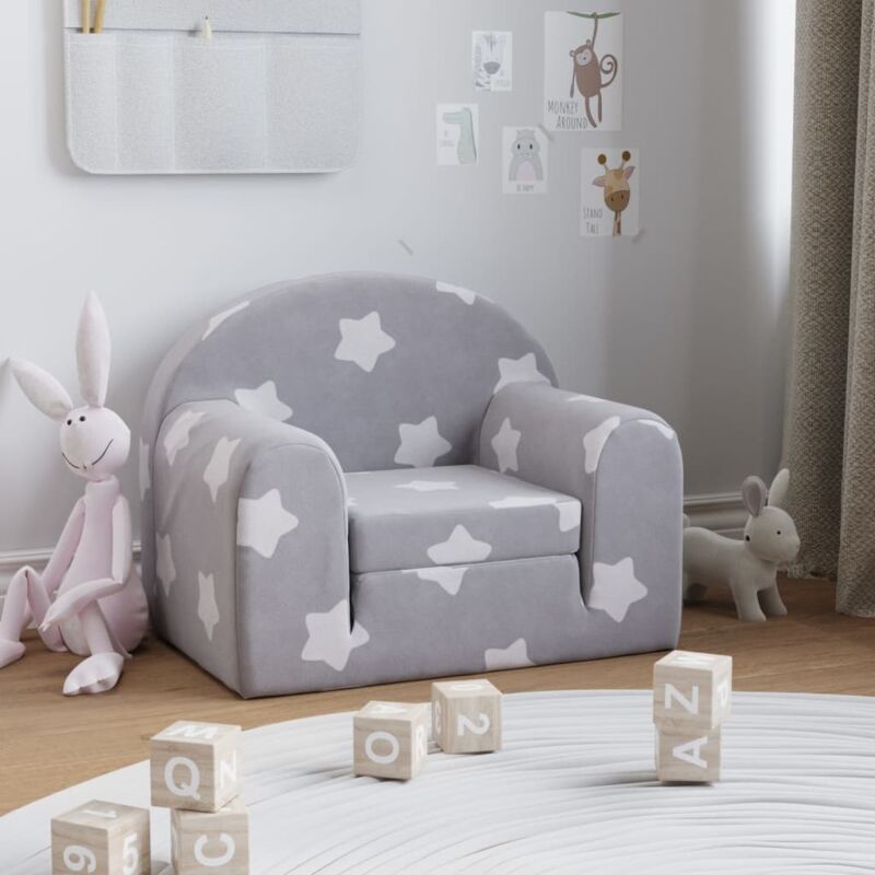 foto del prodotto vidaxl divano letto bambini grigio chiaro con stelle morbido peluche