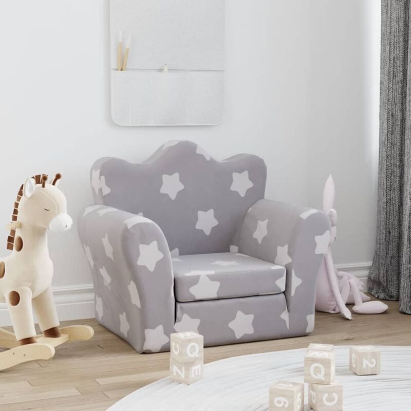 foto del prodotto vidaxl divano letto bambini grigio chiaro con stelle morbido peluche