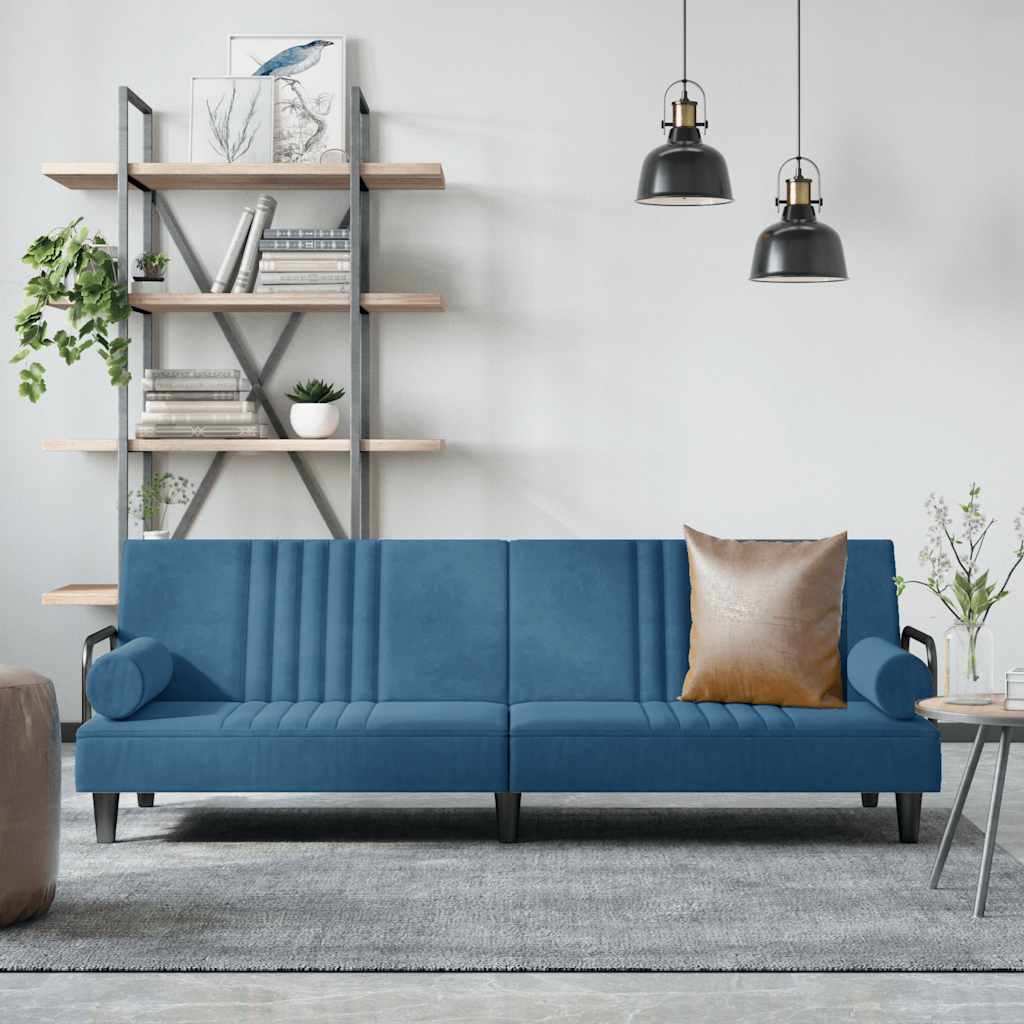 foto del prodotto vidaxl divano letto con braccioli blu in velluto 707338