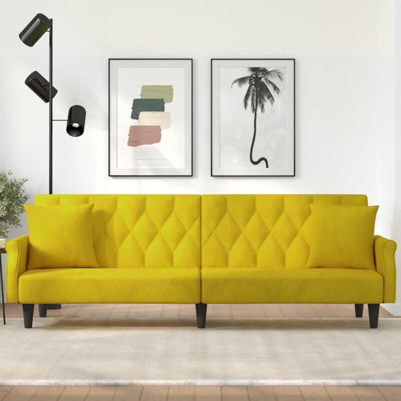foto del prodotto vidaxl divano letto con braccioli giallo in velluto 119260