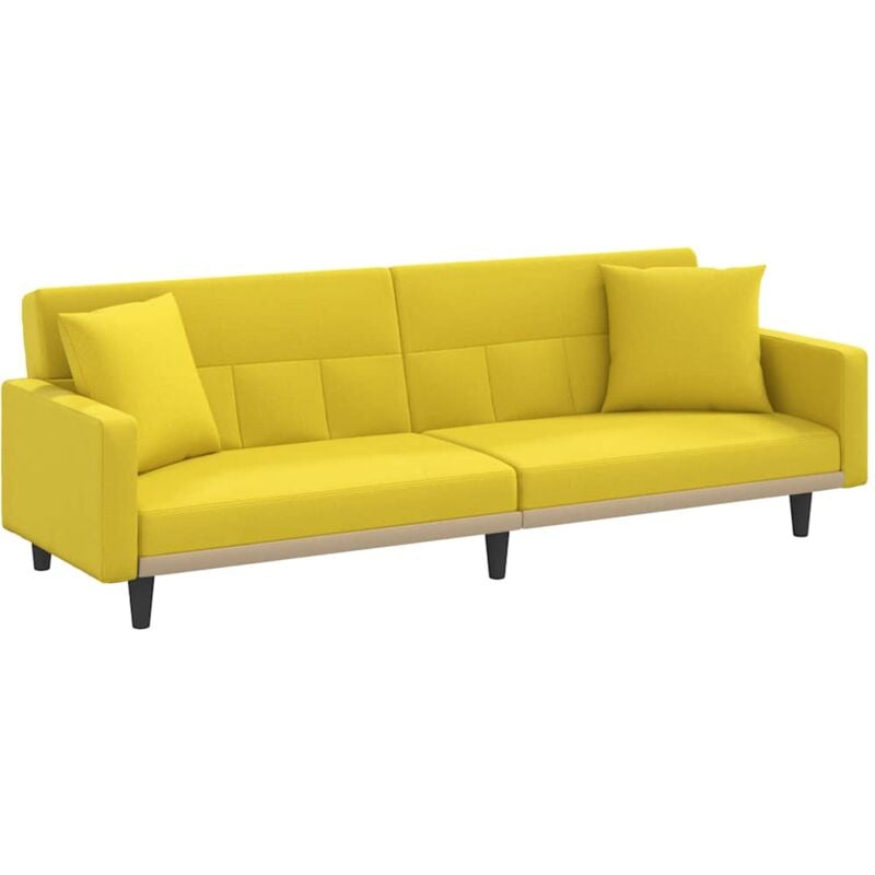 foto del prodotto vidaxl divano letto con cuscini giallo chiaro in tessuto