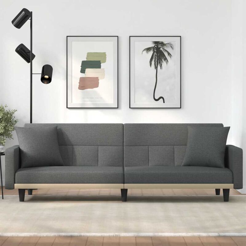 foto del prodotto vidaxl divano letto con cuscini grigio scuro in tessuto 727007