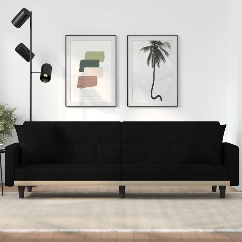 foto del prodotto vidaxl divano letto con cuscini nero in tessuto 815364