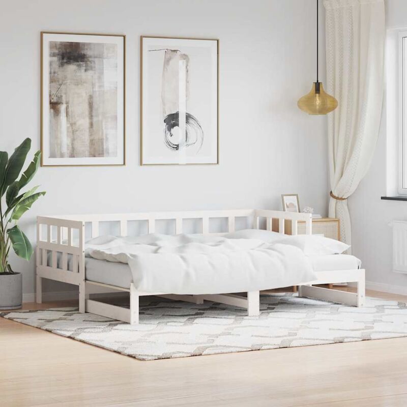 foto del prodotto vidaxl divano letto con letto estraibile bianco 90x190cm massello pino