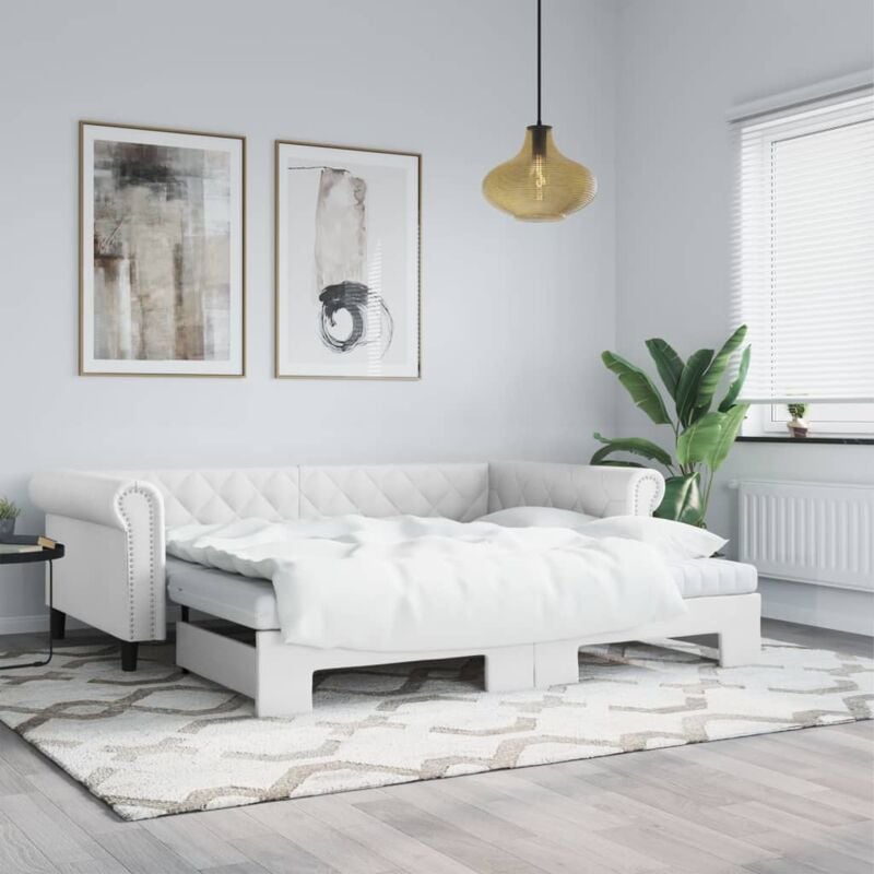 foto del prodotto vidaxl divano letto con letto estraibile bianco 90x200cm in similpelle