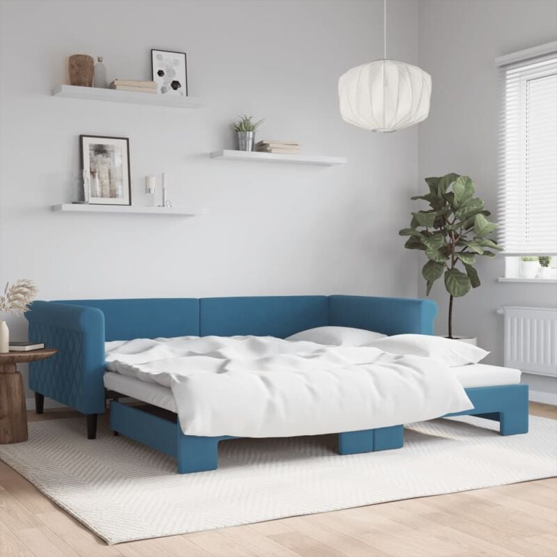foto del prodotto vidaxl divano letto con letto estraibile blu 100x200 cm in velluto
