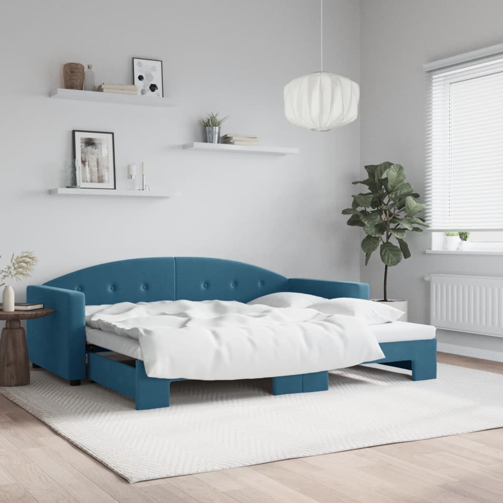 foto del prodotto vidaxl divano letto con letto estraibile blu 90x200 cm in velluto