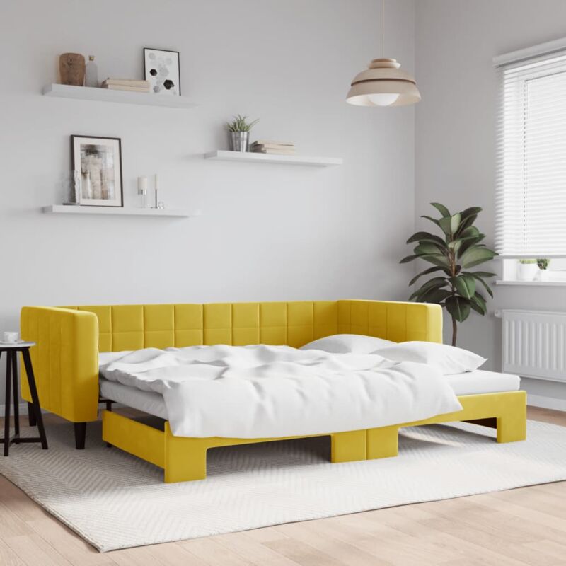 foto del prodotto vidaxl divano letto con letto estraibile giallo 90x200 cm in velluto 280813