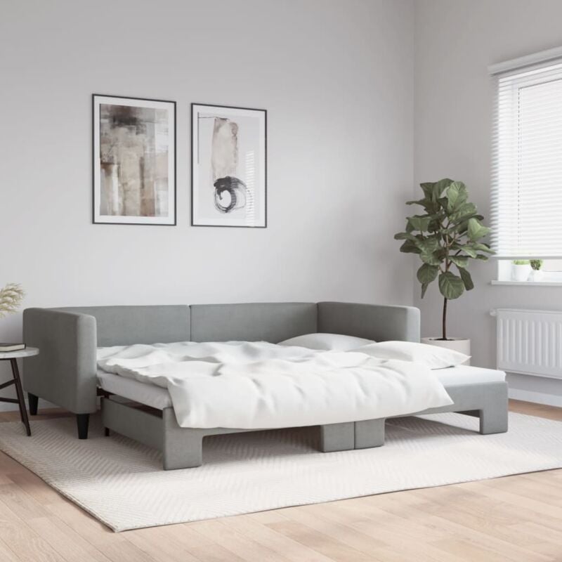 foto del prodotto vidaxl divano letto con letto estraibile grigio chiaro 100x200 tessuto