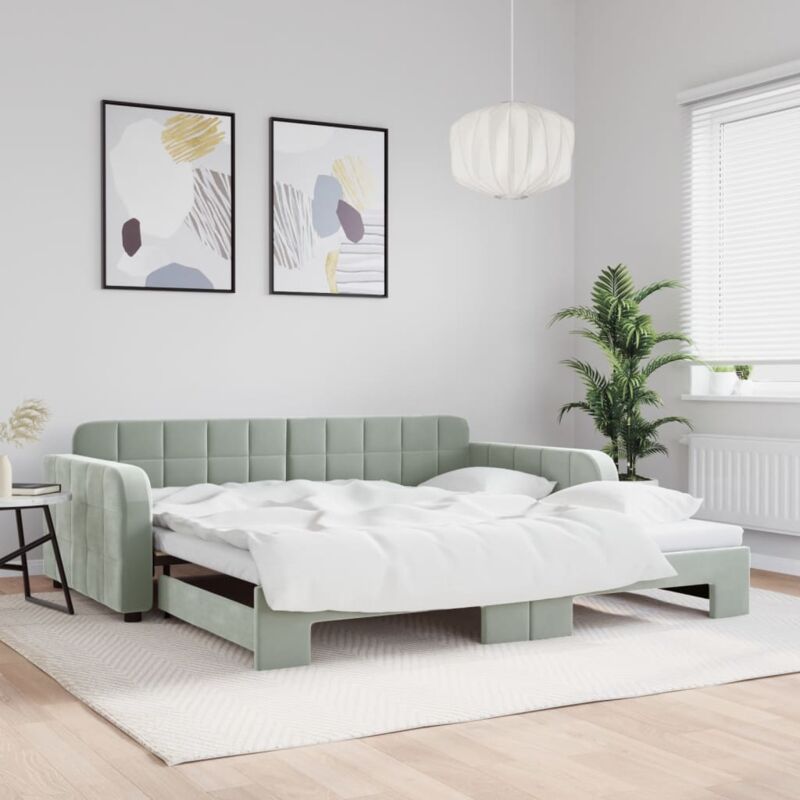 foto del prodotto vidaxl divano letto con letto estraibile grigio chiaro 100x200 velluto