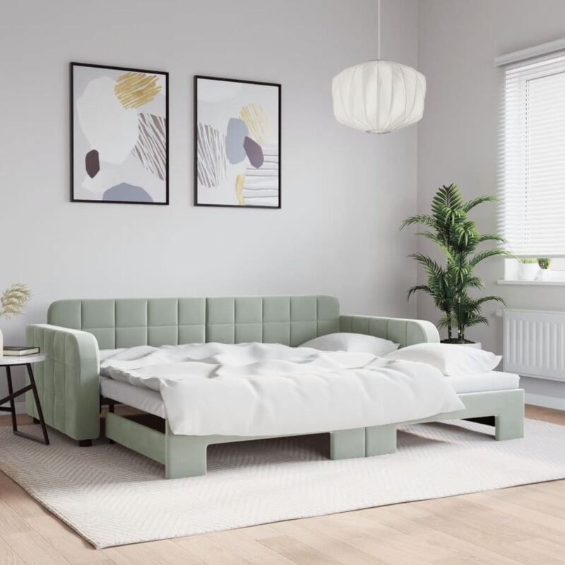 foto del prodotto vidaxl divano letto con letto estraibile grigio chiaro 90x190 velluto