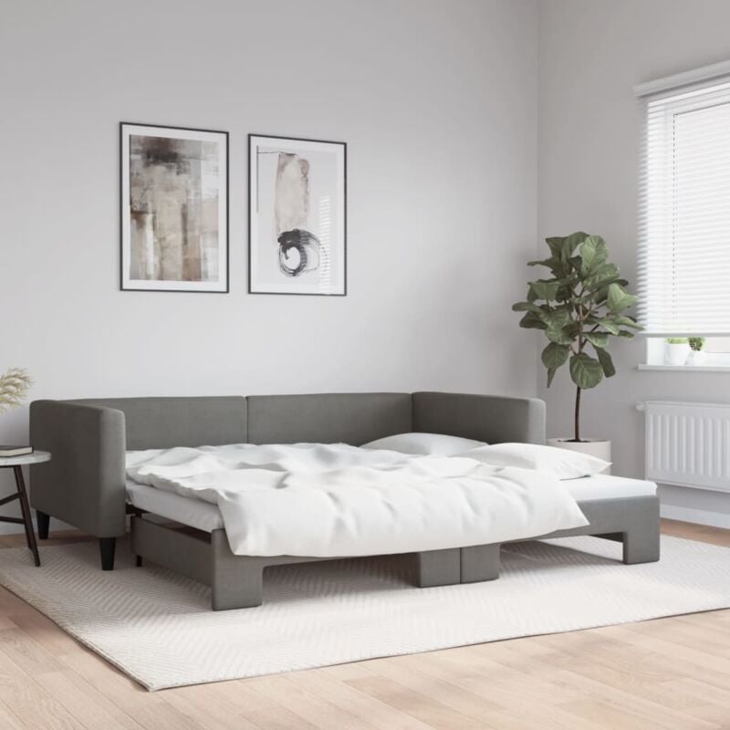 foto del prodotto vidaxl divano letto con letto estraibile grigio scuro 100x200 tessuto