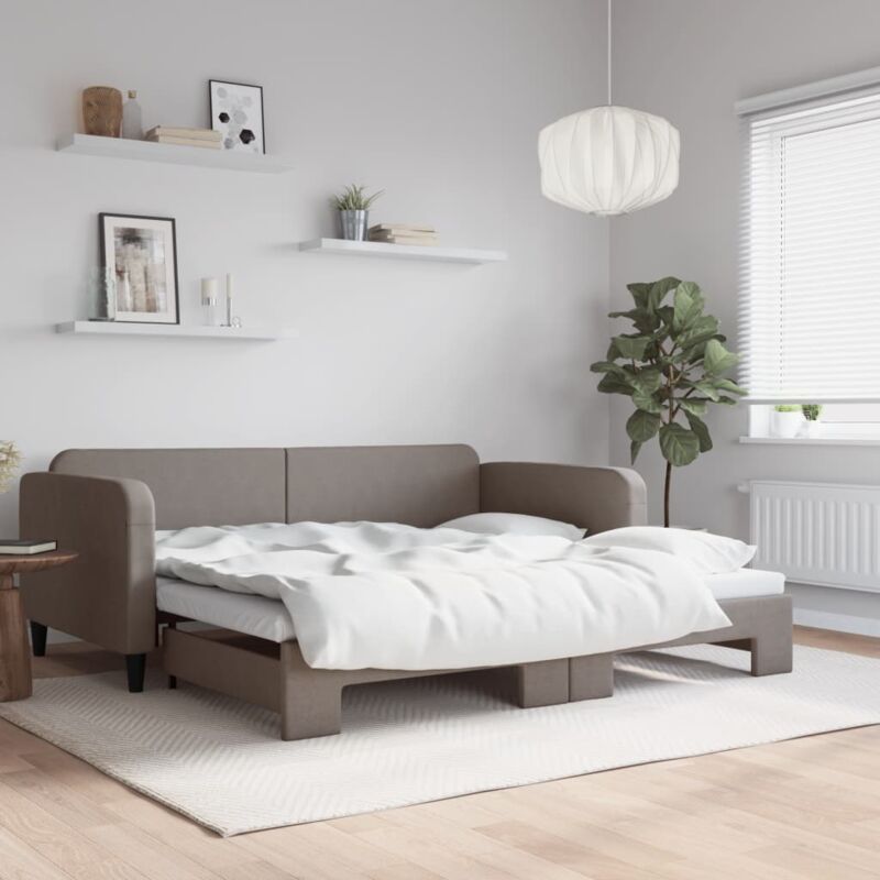 foto del prodotto vidaxl divano letto con letto estraibile tortora 100x200 cm in tessuto