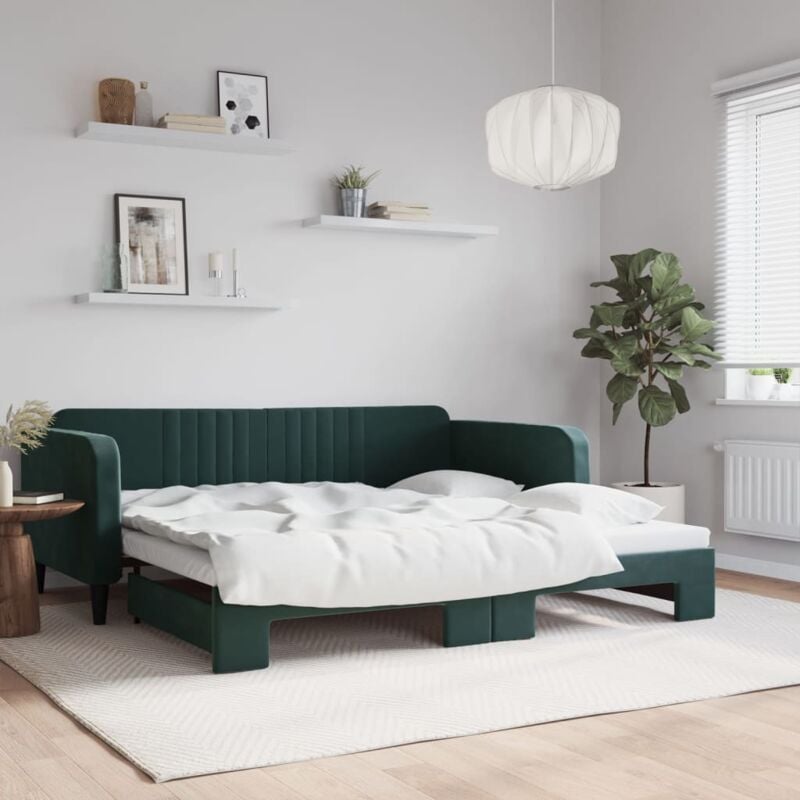 foto del prodotto vidaxl divano letto con letto estraibile verde scuro 100x200cm velluto