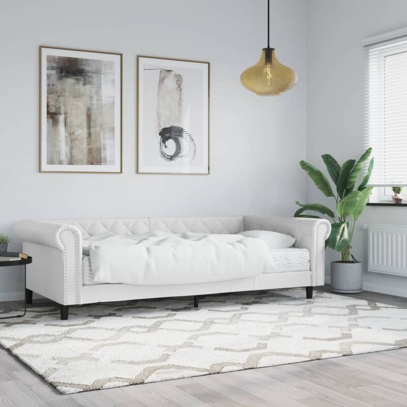 foto del prodotto vidaxl divano letto con materasso bianco 90x200 cm in similpelle
