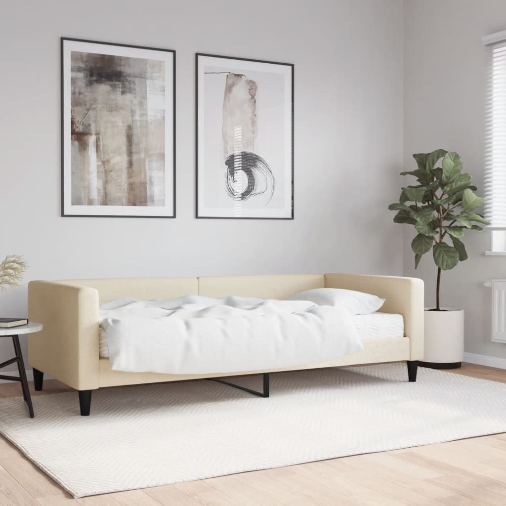 foto del prodotto vidaxl divano letto con materasso crema 90x200 cm in tessuto