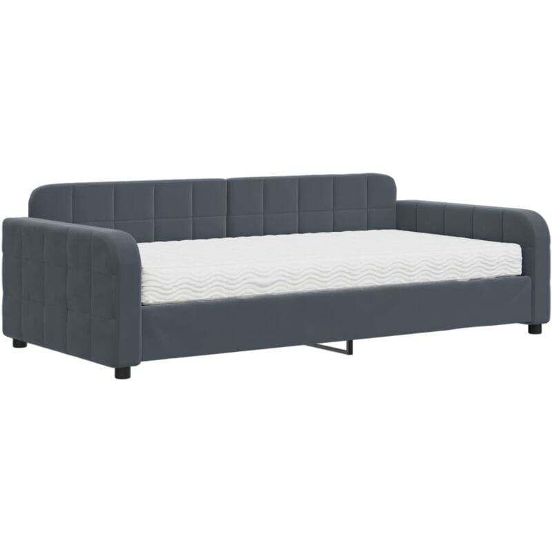 foto del prodotto vidaxl divano letto con materasso grigio scuro 100x200 cm in velluto