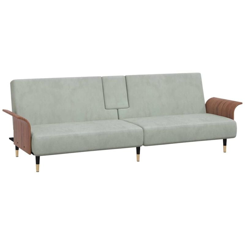 foto del prodotto vidaxl divano letto con portabicchieri in velluto grigio chiaro