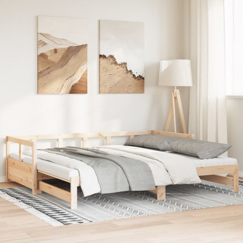 foto del prodotto vidaxl divano letto con rotelle e materasso 80x200 cm in legno di pino 235168