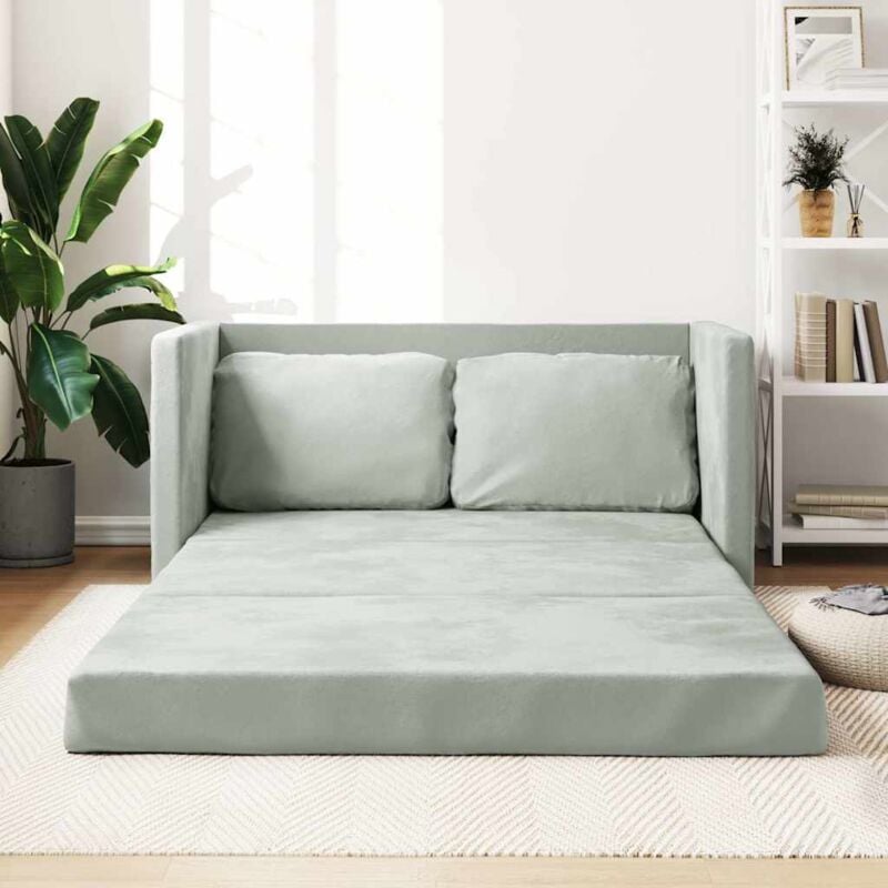 foto del prodotto vidaxl divano letto da terra 2 in 1 grigio chiaro 122x204x55cm velluto