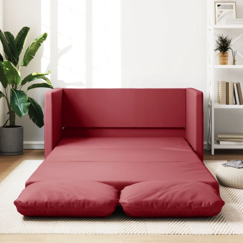 foto del prodotto vidaxl divano letto da terra 2 in 1 rosso vino 112x174x55cm similpelle 724487