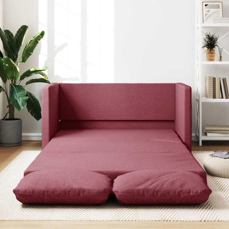 foto del prodotto vidaxl divano letto da terra 2 in 1 rosso vino 112x174x55cm tessuto 582151
