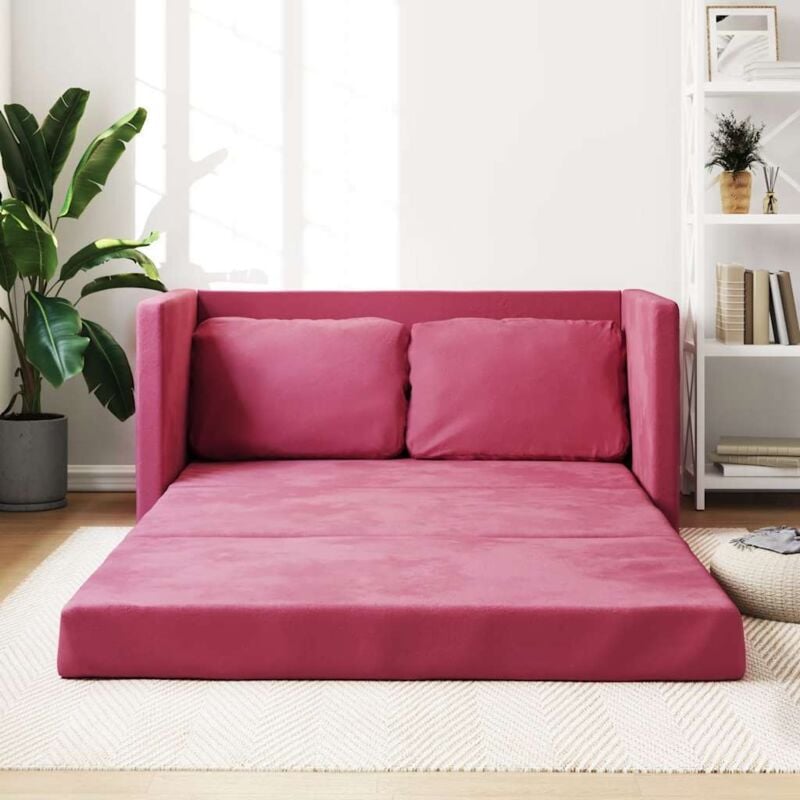 foto del prodotto vidaxl divano letto da terra 2 in 1 rosso vino 122x204x55cm velluto