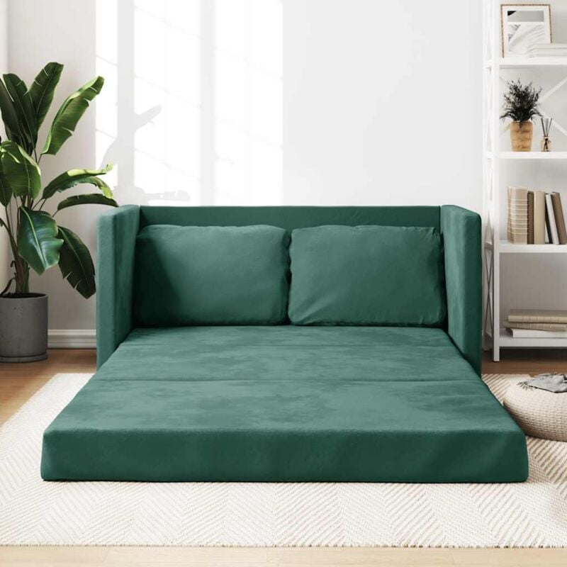 foto del prodotto vidaxl divano letto da terra 2 in 1 verde scuro 122x204x55 cm velluto