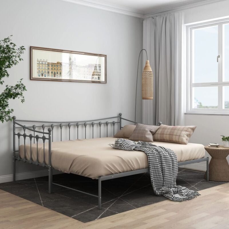 foto del prodotto vidaxl divano letto dotato di piano estraibile in metallo vari colori 90x200cm colore grigio