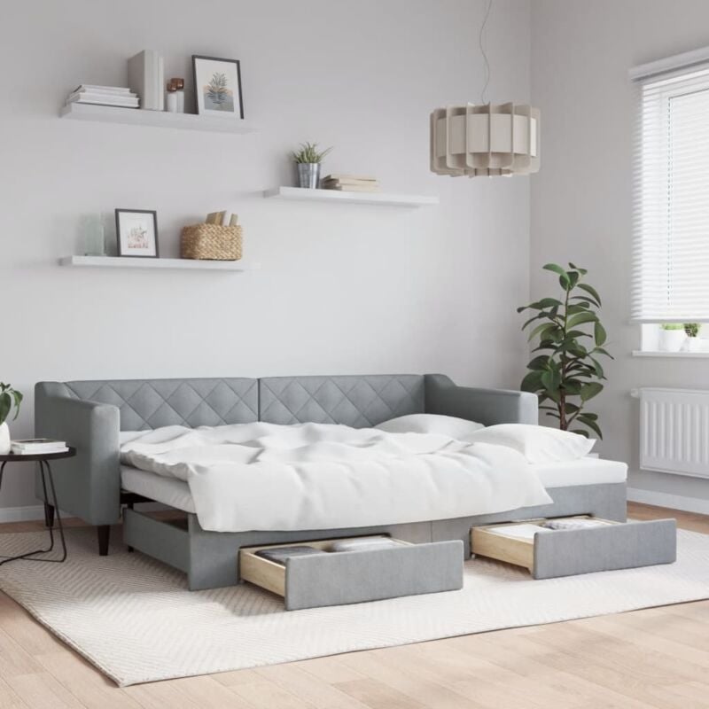 foto del prodotto vidaxl divano letto estraibile cassetti grigio chiaro 80x200cm tessuto