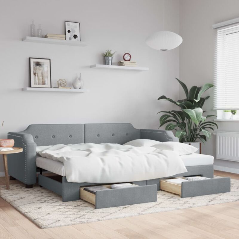 foto del prodotto vidaxl divano letto estraibile cassetti grigio chiaro 80x200cm tessuto