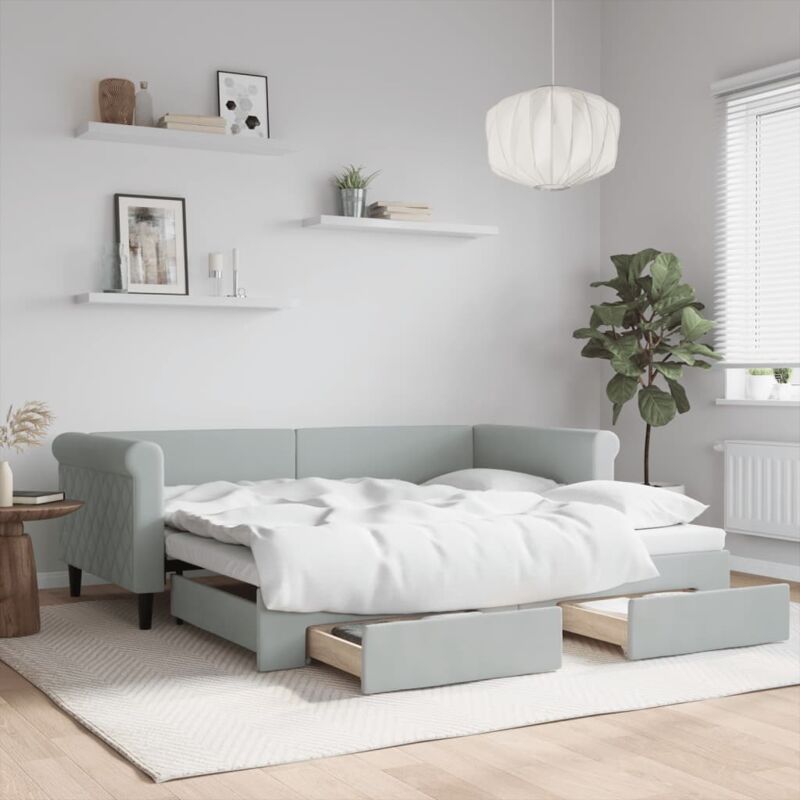 foto del prodotto vidaxl divano letto estraibile cassetti grigio chiaro 90x190cm velluto 903850