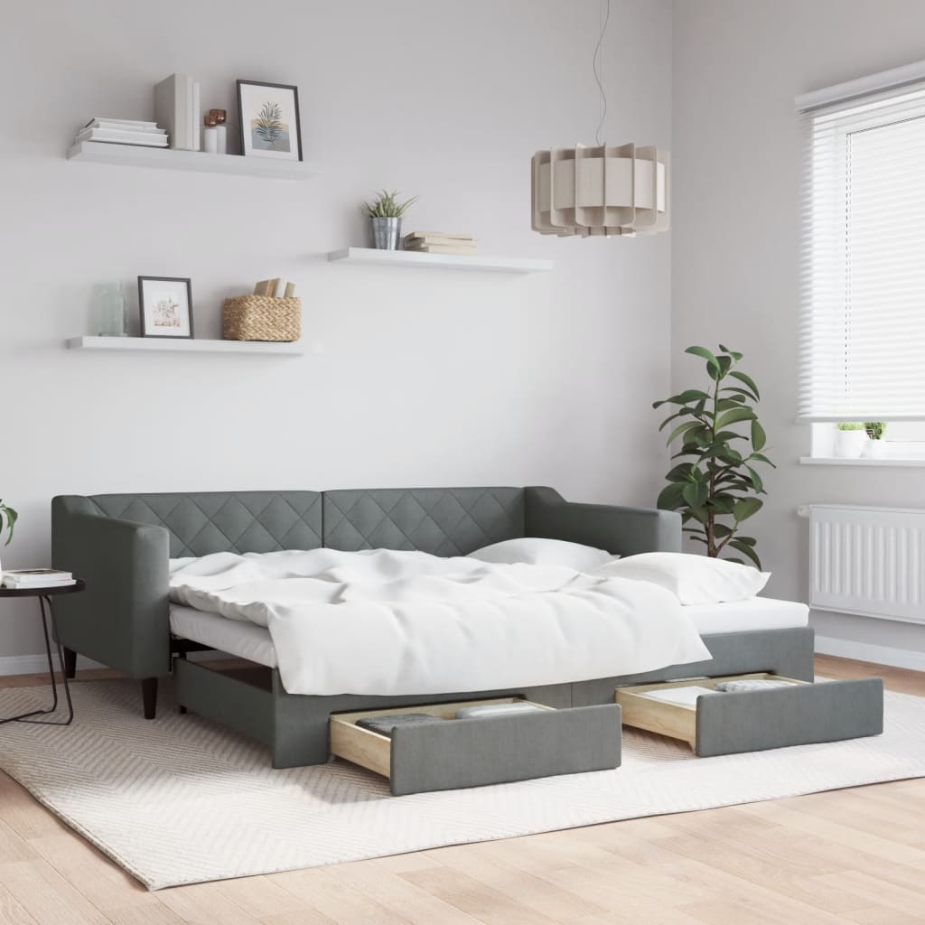foto del prodotto vidaxl divano letto estraibile cassetti grigio scuro 90x190cm tessuto