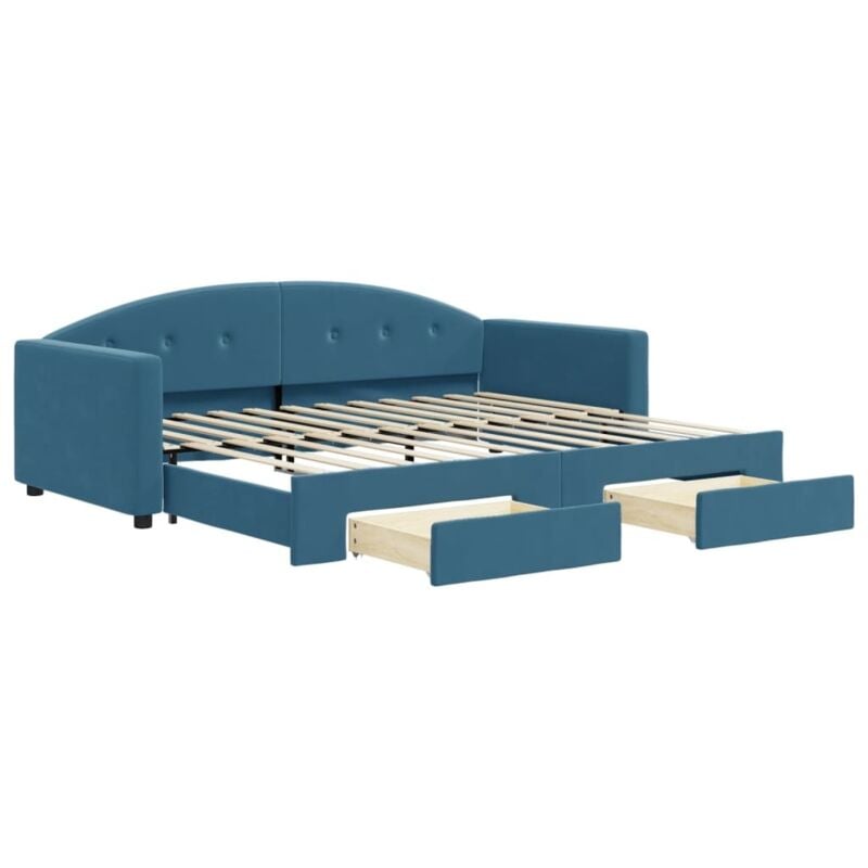 foto del prodotto vidaxl - divano letto estraibile con cassetti blu 90x200 cm in velluto
