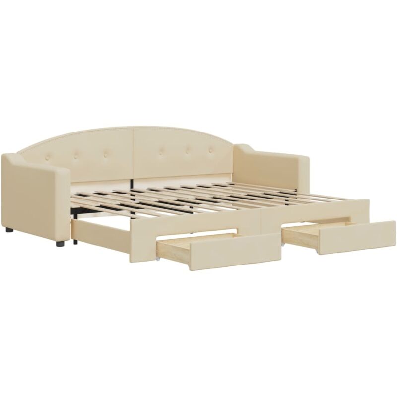 foto del prodotto vidaxl - divano letto estraibile con cassetti crema 80x200 cm in tessuto