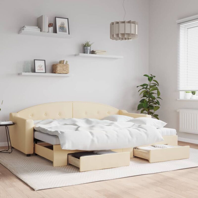 foto del prodotto vidaxl divano letto estraibile con cassetti crema 80x200 cm in tessuto 993838