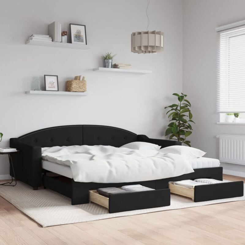 foto del prodotto vidaxl divano letto estraibile con cassetti nero 100x200 cm in tessuto 617125