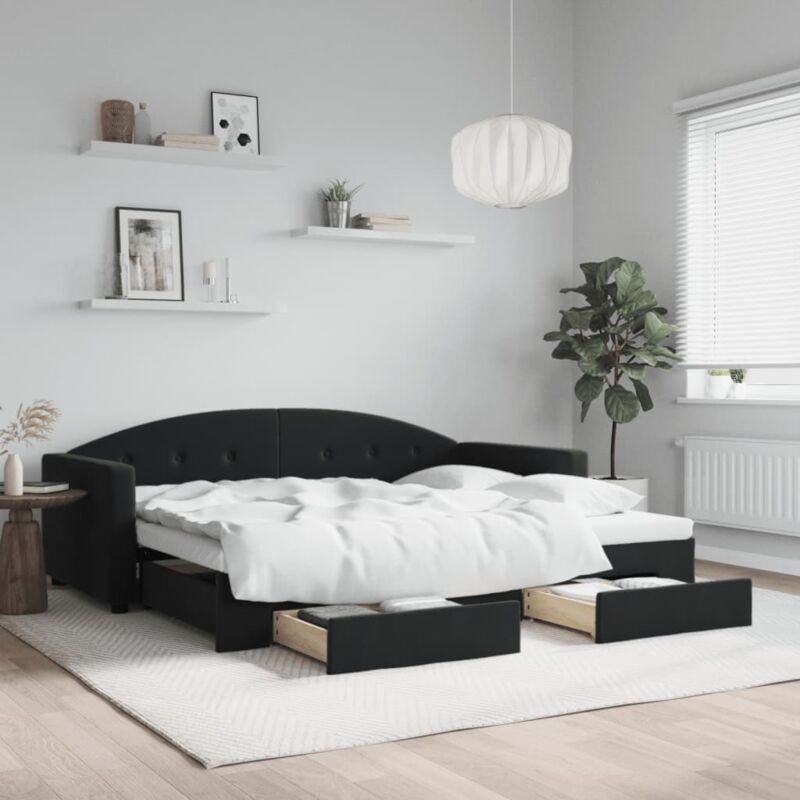 foto del prodotto vidaxl divano letto estraibile con cassetti nero 90x190 cm in velluto
