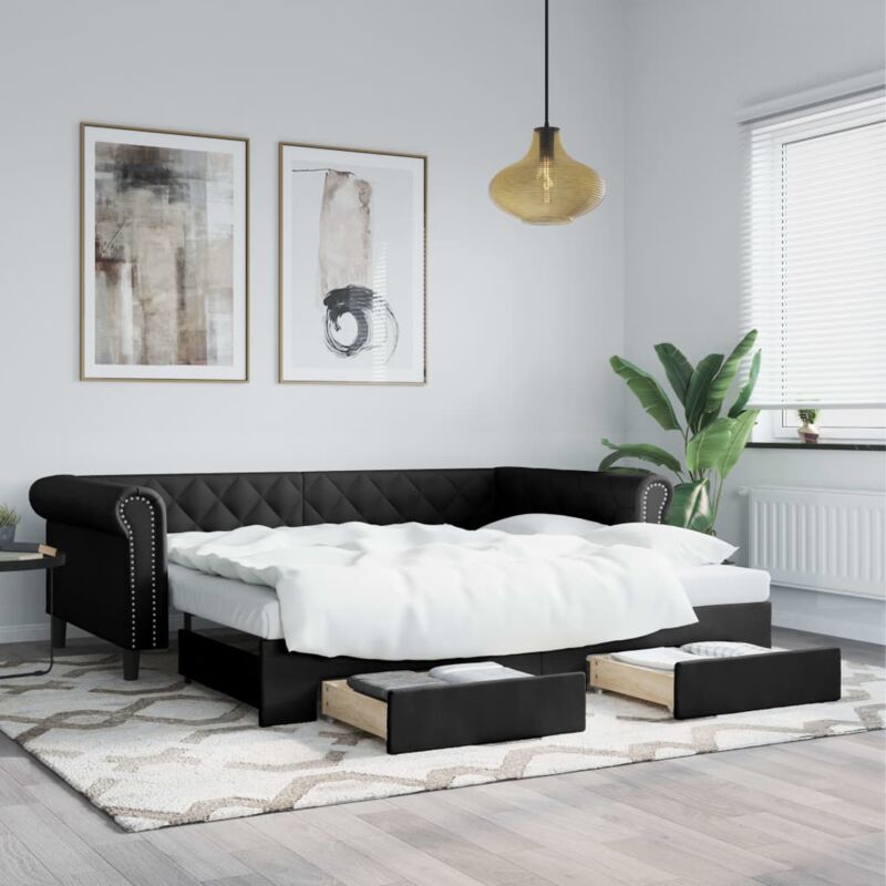 foto del prodotto vidaxl divano letto estraibile con cassetti nero 90x200 cm similpelle