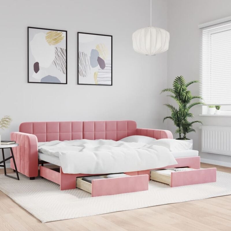 foto del prodotto vidaxl divano letto estraibile con cassetti rosa 80x200 cm velluto