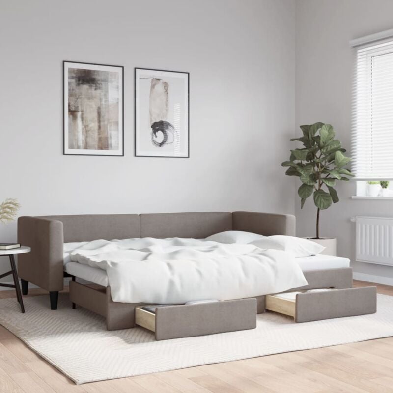 foto del prodotto vidaxl divano letto estraibile con cassetti tortora 80x200 cm tessuto