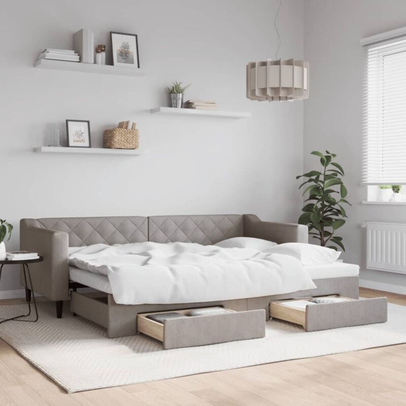 foto del prodotto vidaxl divano letto estraibile con cassetti tortora 80x200 cm tessuto