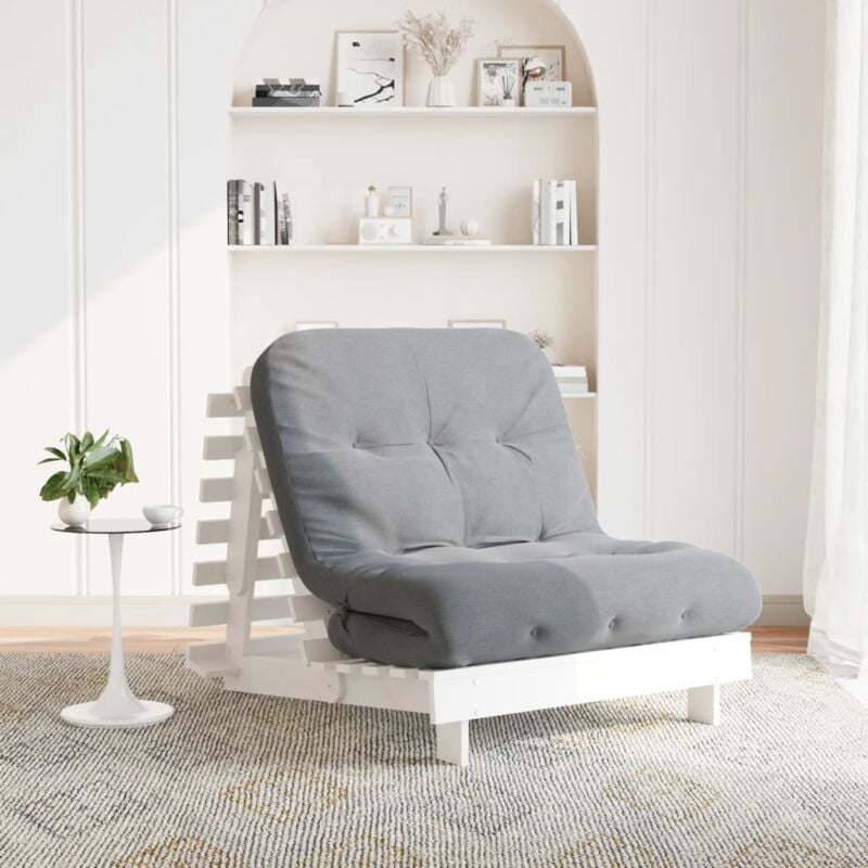 foto del prodotto vidaxl divano letto futon con materasso bianco 80x206x11cm legno pino