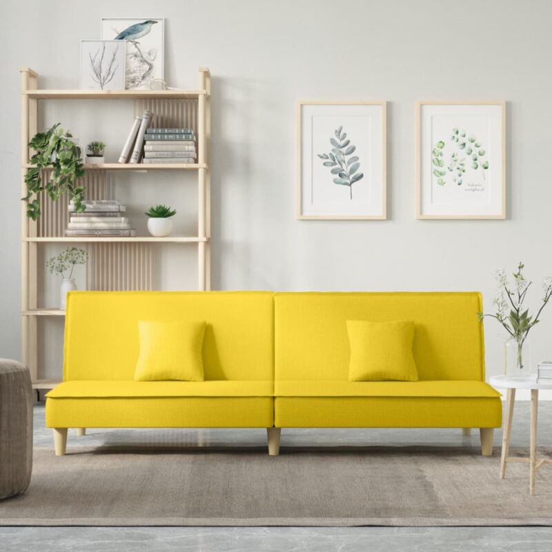 foto del prodotto vidaxl divano letto giallo chiaro in tessuto 604572