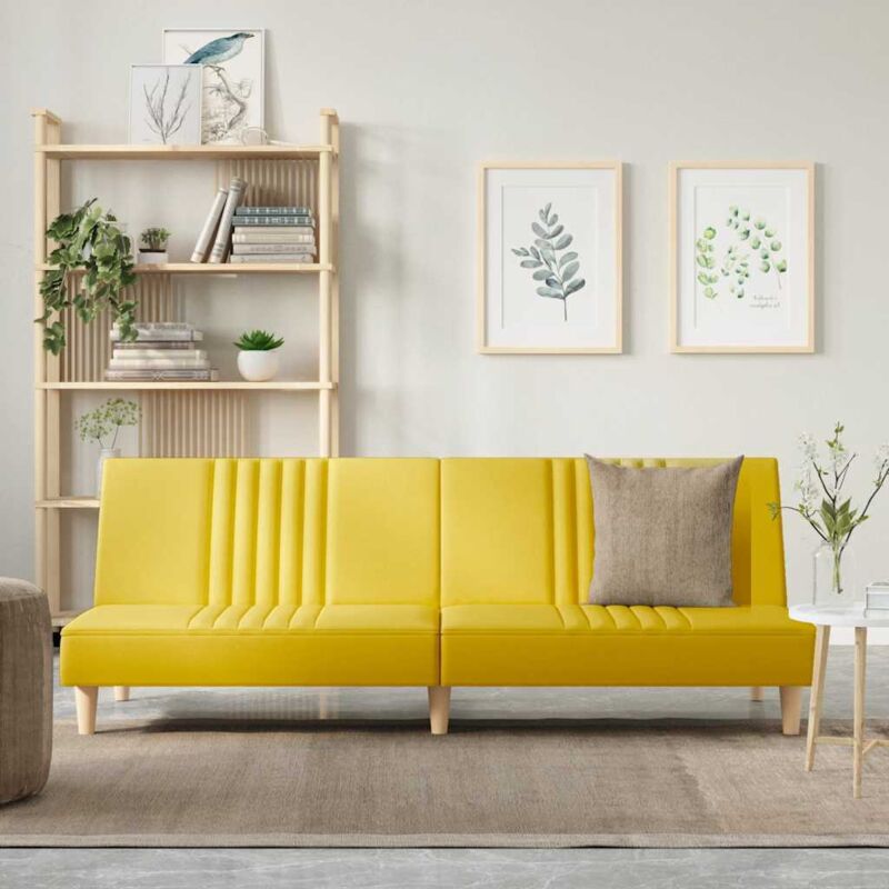 foto del prodotto vidaxl divano letto giallo chiaro in tessuto