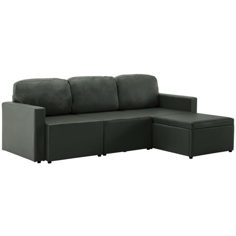foto del prodotto vidaxl divano letto modulare a 3 posti grigio in similpelle