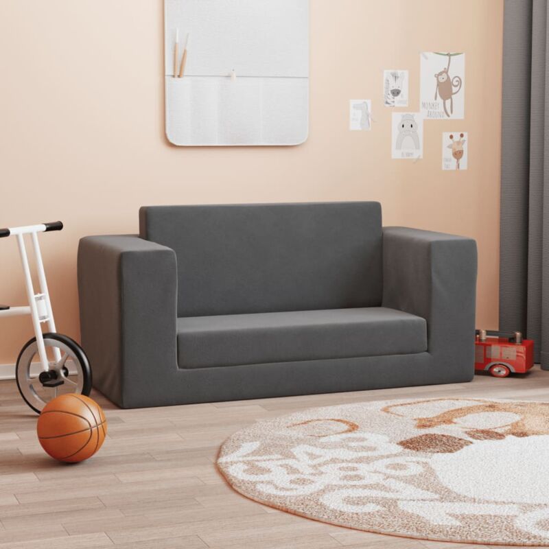 foto del prodotto vidaxl divano letto per bambini a 2 posti antracite in morbido peluche