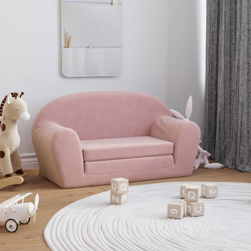 foto del prodotto vidaxl divano letto per bambini a 2 posti rosa in morbido peluche