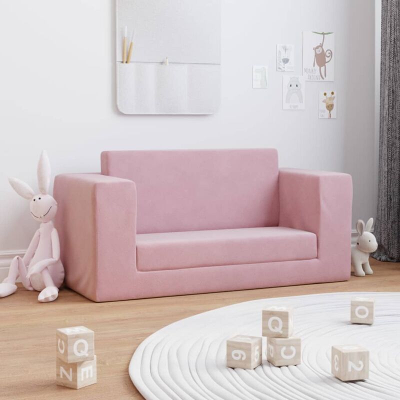 foto del prodotto vidaxl divano letto per bambini a 2 posti rosa in morbido peluche