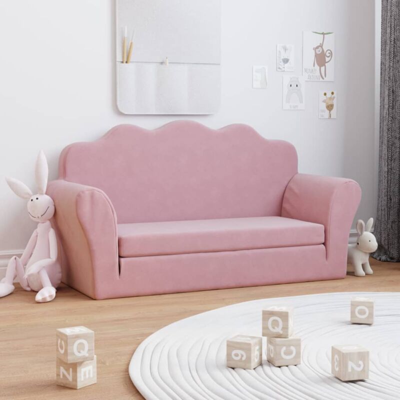 foto del prodotto vidaxl divano letto per bambini a 2 posti rosa in morbido peluche